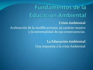 fundamentos de la educaci n ambiental