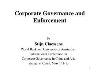 Corporate Governance and Enforcement