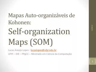 Mapas Auto- organizáveis de Kohonen : Self-organization Maps (SOM)