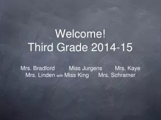 Welcome! Third Grade 2014-15