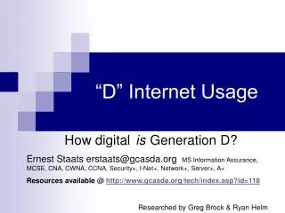 “D” Internet Usage