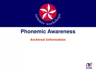 Phonemic Awareness Archived Information