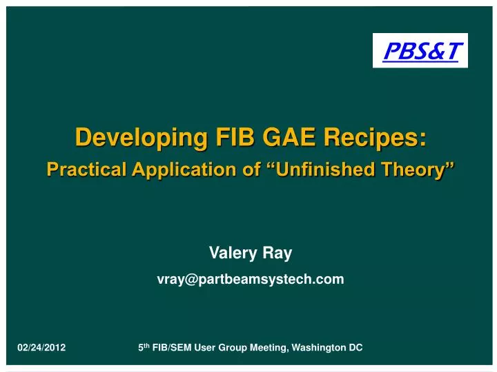 developing fib gae recipes practical application of unfinished theory