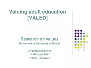 Valuing adult education [VALED]