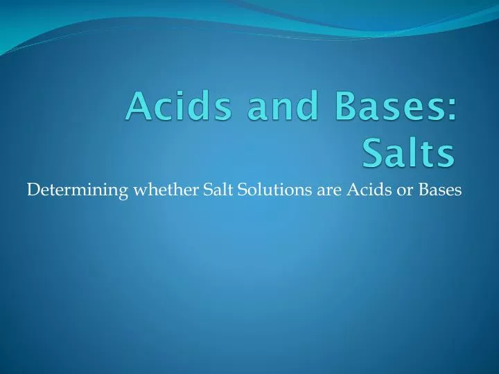 acids and bases salts