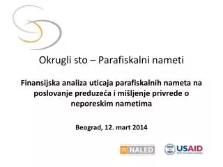 Okrugli sto – Parafiskalni nameti