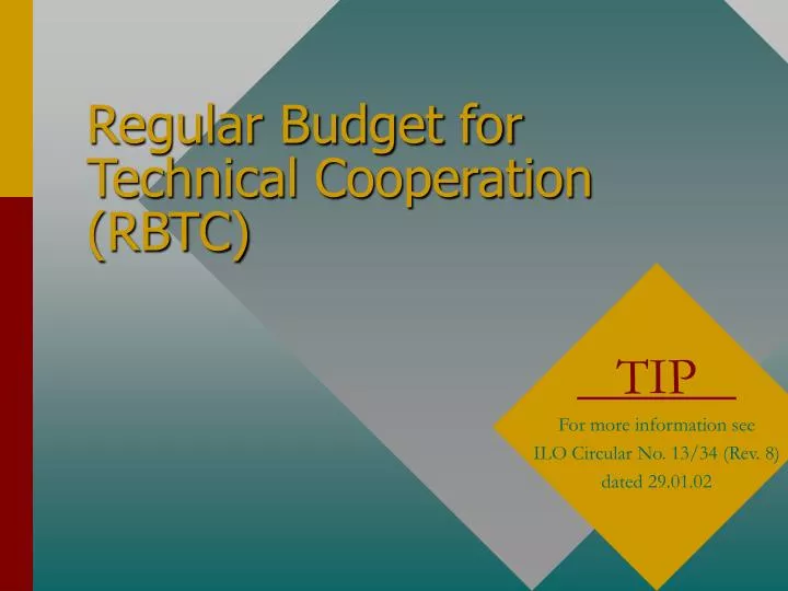 regular budget for technical cooperation rbtc