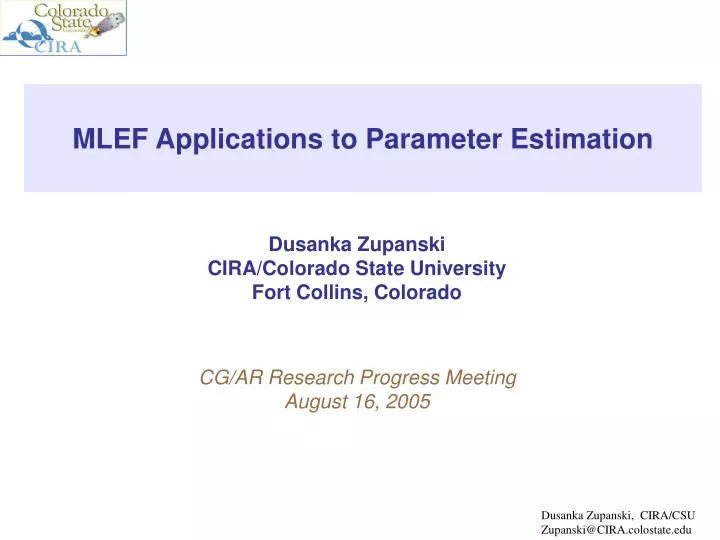 mlef applications to parameter estimation