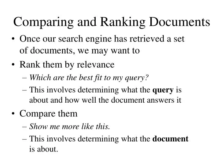 comparing and ranking documents