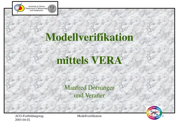 modellverifikation mittels vera