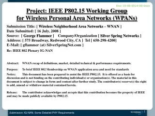 Submission Title: [ Wireless Neighborhood Area Networks – WNAN ]