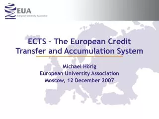 ECTS – The European Credit Transfer and Accumulation System