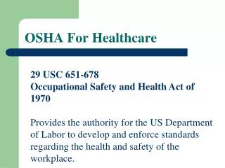 OSHA For Healthcare