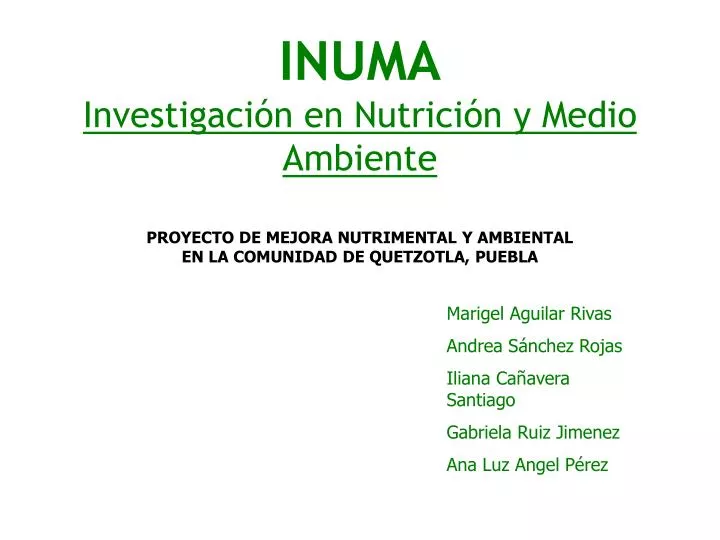 inuma investigaci n en nutrici n y medio ambiente