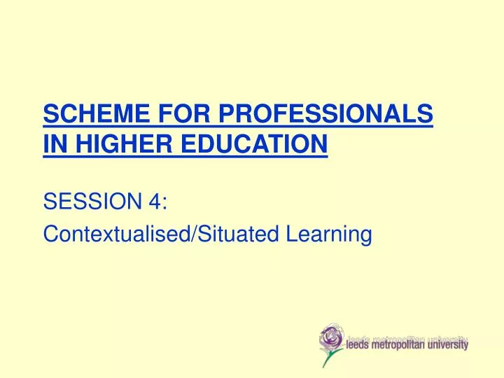 scheme for professionals in higher education