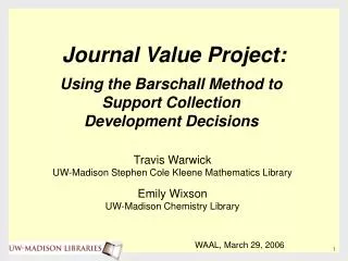Journal Value Project:
