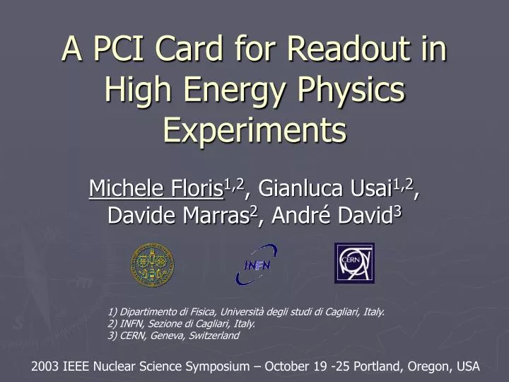 a pci card for readout in high energy physics experiments