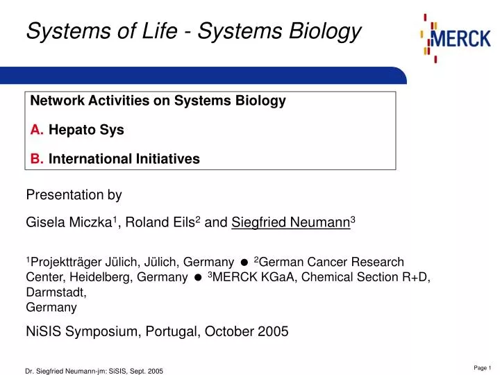 systems of life systems biology
