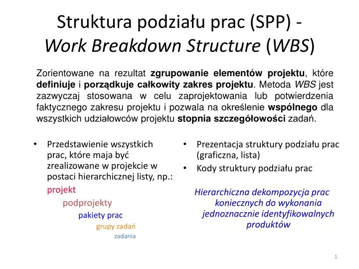 struktura podzia u prac spp work breakdown structure wbs