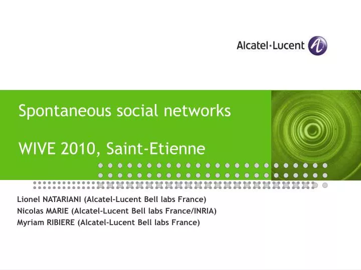 spontaneous social networks wive 2010 saint etienne