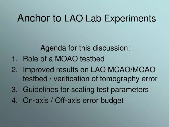 anchor to lao lab experiments