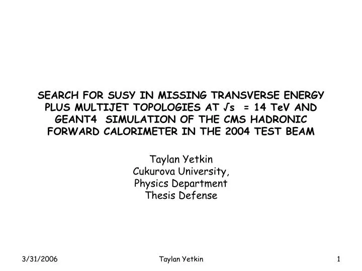 taylan yetkin cukurova university physics department thesis defense
