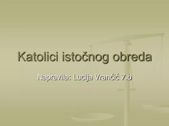 katolici isto nog obreda