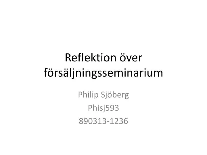 reflektion ver f rs ljningsseminarium