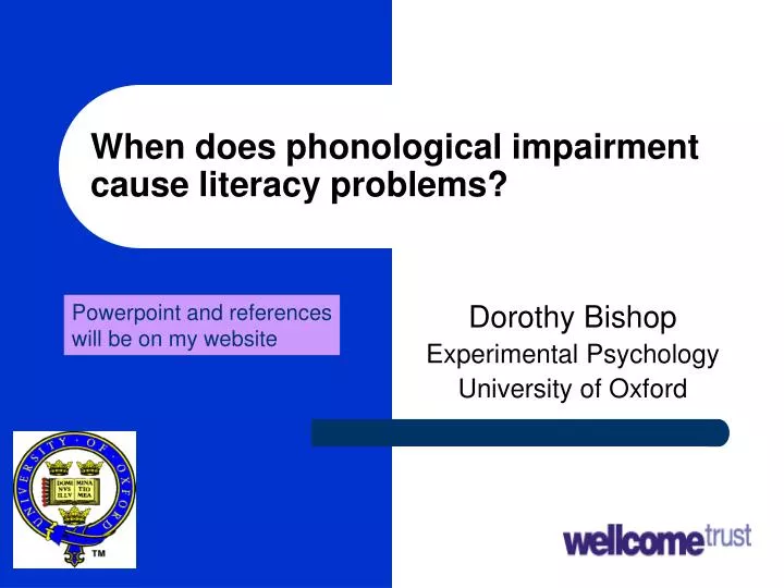 when does phonological impairment cause literacy problems