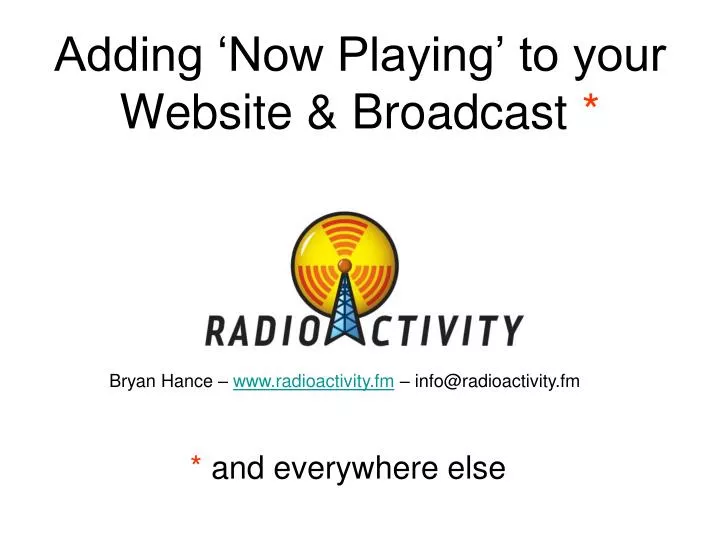 adding now playing to your website broadcast