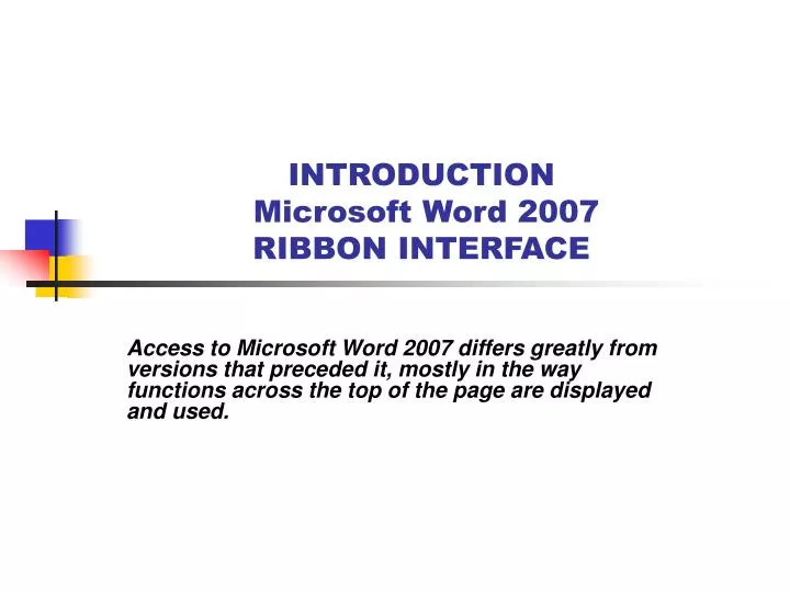 introduction microsoft word 2007 ribbon interface