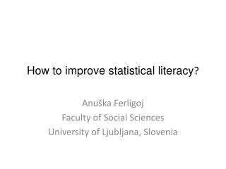 How to improve statistical literacy ?