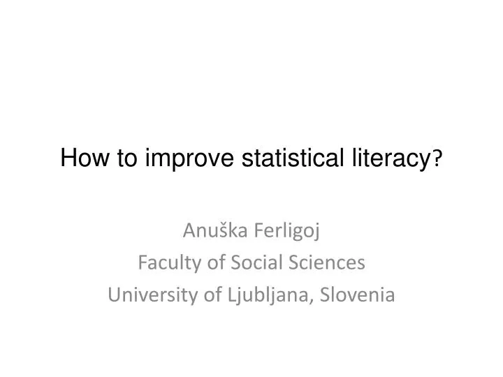 how to improve statistical literacy