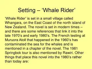 Setting – ‘Whale Rider’