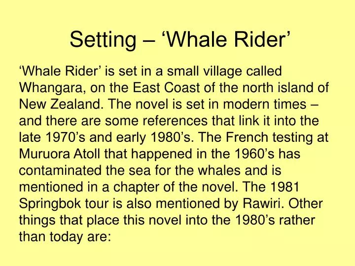 setting whale rider