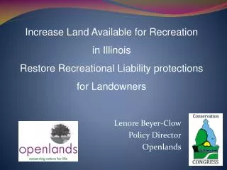 Lenore Beyer-Clow Policy Director Openlands