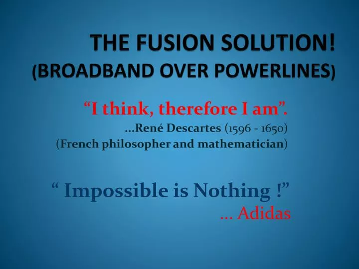 the fusion solution broadband over powerlines