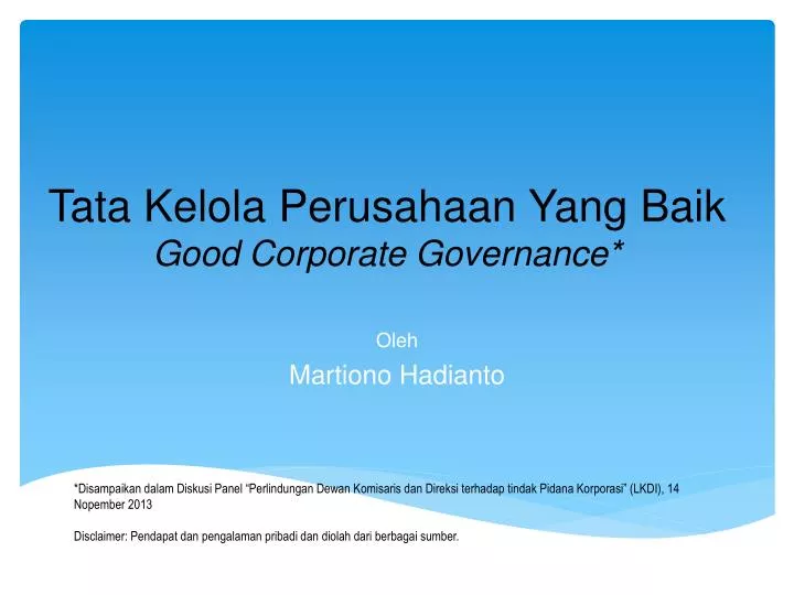 tata kelola perusahaan yang baik good corporate governance