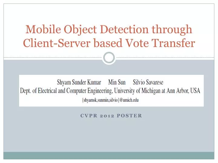 mobile object detection through client server based vote transfer