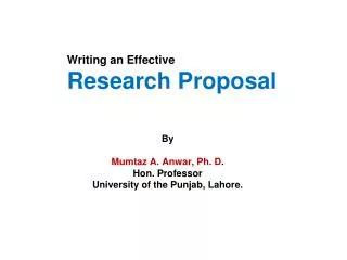 Writing an Effective Research Proposal
