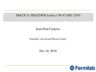 TRACK Vs TRACEWIN Lattice CW 07-DEC-2010