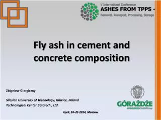 Fly ash in cement and concrete composition