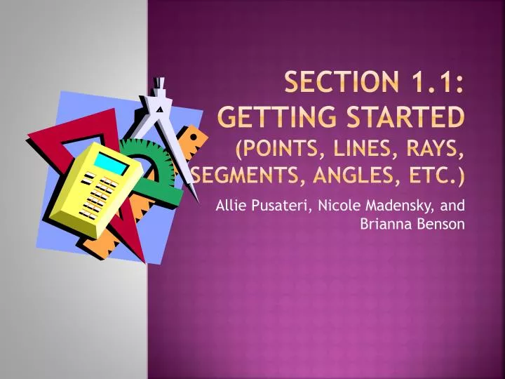 section 1 1 getting started points lines rays segments angles etc
