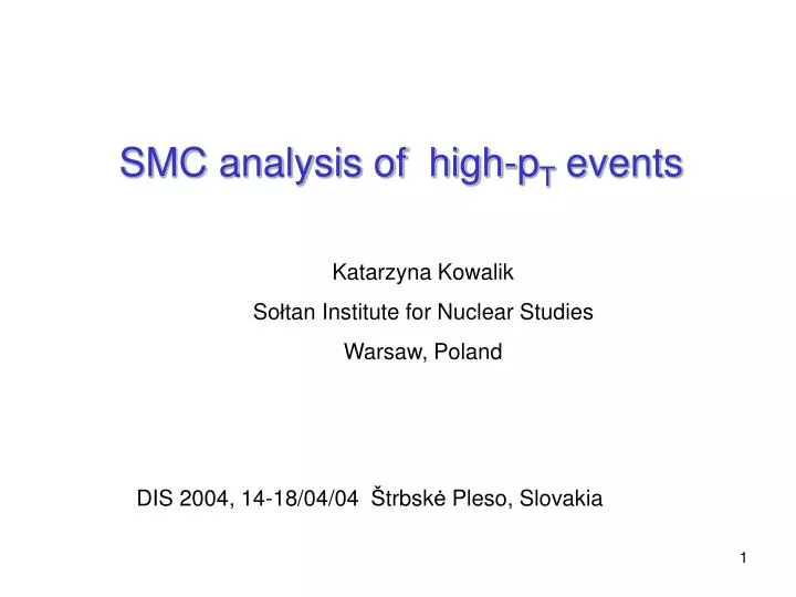 smc analysis of high p t events
