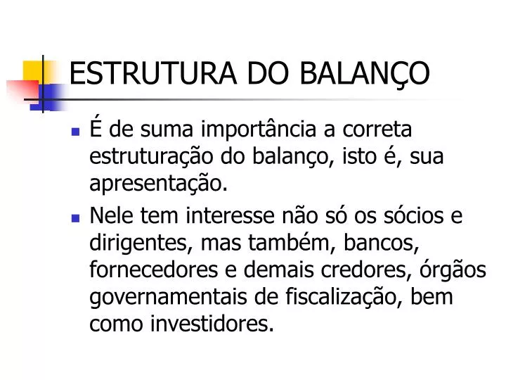 estrutura do balan o