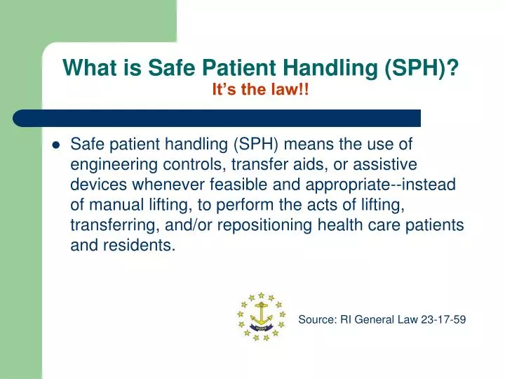 what is safe patient handling sph it s the law