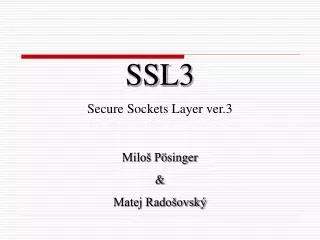 SSL3 Secure Sockets Layer ver.3