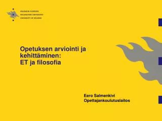 opetuksen arviointi ja kehitt minen et ja filosofia