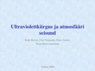 ultraviolettkiirgus ja atmosf ri seisund
