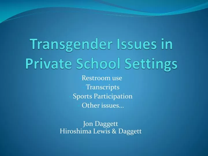 transgender issues in private school settings